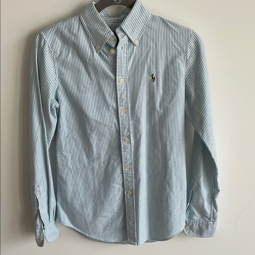Ralph Lauren Women's Blue Striped Button-Down Shirt